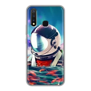 Силиконовый Чехол с принтом "Космонавты" на Vivo Y19 (Космонавт в воде)