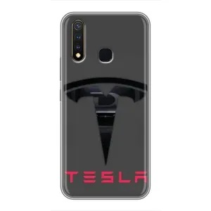 Силіконовий бампер з картинкою машини на Vivo Y19 (Logo TESLA)