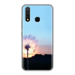 Силиконовый Чехол с одуванчиками на Vivo Y19 (Закат с одуванчиком)