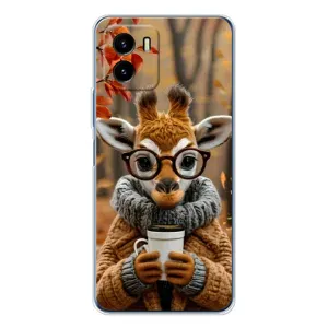 Печатный чехол «Зверята с кофе» для Vivo Y19s Pro (Жираф с кофе)