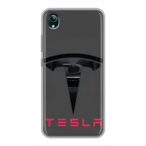 Силиконовый бампер с картинкой машины на ViVO Y1s (Logo TESLA)