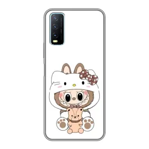 Чехол с принтом Лабубу для ViVO Y20 (Белый Лабубу)