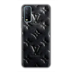 Текстурный Чехол Louis Vuitton для Виво Y20 (Черный ЛВ)