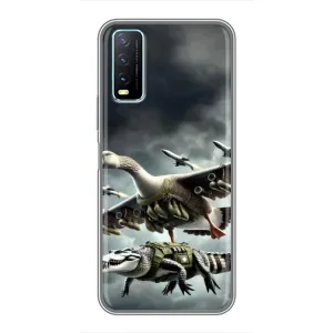 Чехол с мемами тралалело тралала для ViVO Y20 (Гусини и крокодило)