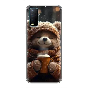 Друкований чохол 'Звірята з кавою' для ViVO Y20 (Ведмедик з кавою)