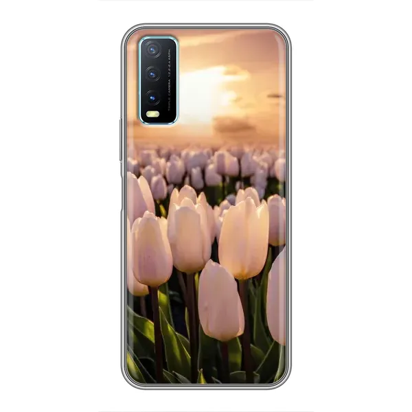 Чехол с рисунком «Закат с цветами» для Vivo Y20