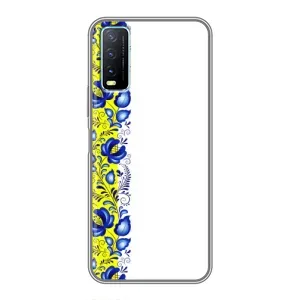 Силиконовый Чехол на ViVO Y20 с картинкой Вышиванки (Желто-синяя вышиванка)