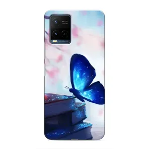 Силиконовый бампер с картинкой животных для Vivo Y21 / Y21s (Бабочка синяя)