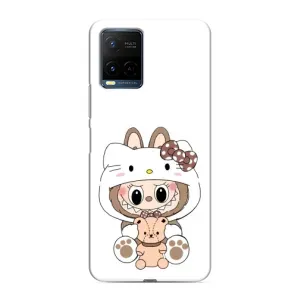 Чехол с принтом Лабубу для Vivo Y21 / Y21s (Белый Лабубу)