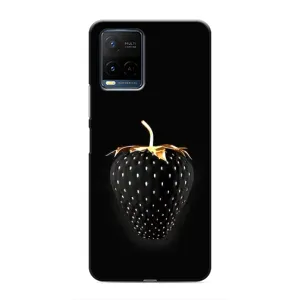 Чехол с изображением вкусной еды для Vivo Y21 / Y21s (Чёрная клубника)