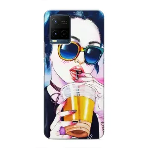 Чехол с картинкой Модные Девчонки Vivo Y21 / Y21s (Девушка с коктейлем)