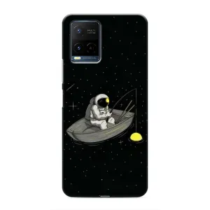 Силиконовый Чехол с принтом "Космонавты" на Vivo Y21 / Y21s (Космонавт на рыбалке)