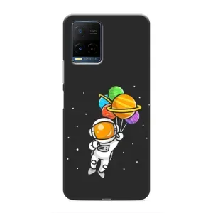 Силиконовый Чехол с принтом "Космонавты" на Vivo Y21 / Y21s (Космонавт с шариками)