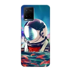 Силиконовый Чехол с принтом "Космонавты" на Vivo Y21 / Y21s (Космонавт в воде)