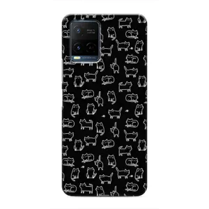 Чехол на тематику: Коты для Vivo Y21 / Y21s (Котики на черном)