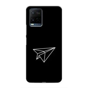Чехол с картинками на черном фоне для Vivo Y21 / Y21s (Самолетик)
