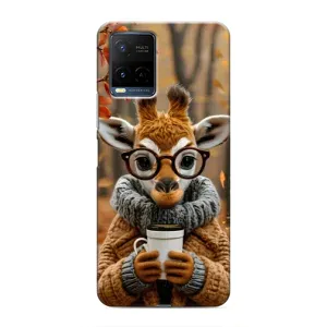 Печатный чехол «Зверята с кофе» для Vivo Y21 / Y21s (Жираф с кофе)