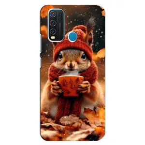 Друкований чохол 'Звірята з кавою' для ViVO Y30 (Білка з кавою)