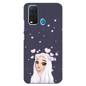 Чехол Стильные девушки на ViVO Y30 (Девушка и сердечки)