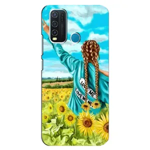 Чехол Стильные девушки на ViVO Y30 (Девушка на поле)