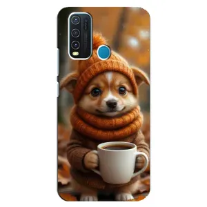 Друкований чохол 'Звірята з кавою' для ViVO Y30 (Песик з кавою)