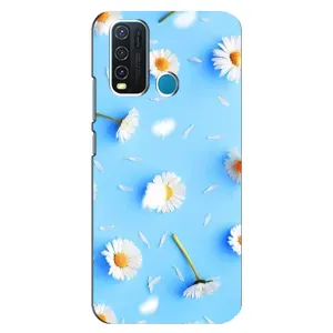 Чохол з Квітами для ViVO Y30 (ромашки на блакитному)