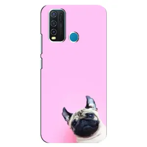 Бампер для ViVO Y30 с картинкой "Песики" (Собака на розовом)