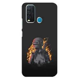 Силиконовый чехол с картинкой "Герой Pubg" на ViVO Y30 (В огне)