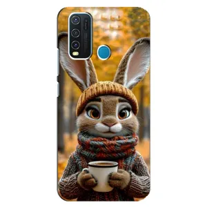 Друкований чохол 'Звірята з кавою' для ViVO Y30 (Зайчик з кавою)