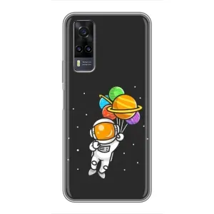 Силиконовый Чехол с принтом "Космонавты" на ViVO Y31 (Космонавт с шариками)