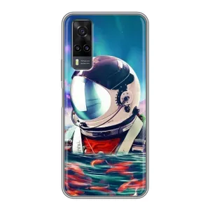 Силиконовый Чехол с принтом "Космонавты" на ViVO Y31 (Космонавт в воде)