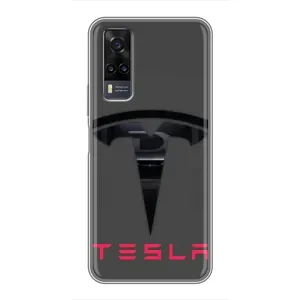 Силиконовый бампер с картинкой машины на ViVO Y31 (Logo TESLA)