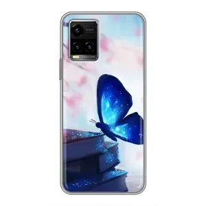 Силиконовый бампер с картинкой животных для Vivo Y33s (Бабочка синяя)