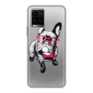Чехол (ТПУ) Милые собачки для Vivo Y33s (Бульдог в очках)