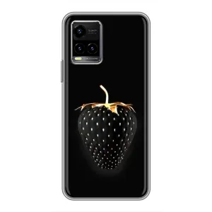 Чехол с изображением вкусной еды для Vivo Y33s (Чёрная клубника)