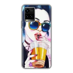 Чехол с картинкой Модные Девчонки Vivo Y33s (Девушка с коктейлем)
