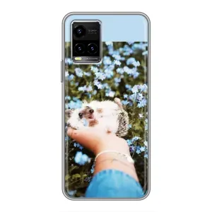 Чехлы с изображением разных животных для Vivo Y33s (Ежик на руках)