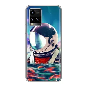 Силиконовый Чехол с принтом "Космонавты" на Vivo Y33s (Космонавт в воде)