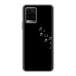 Чехол с картинками на черном фоне для Vivo Y33s (Ноты)