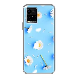 Чохол з Квітами для Vivo Y33s (ромашки на блакитному)