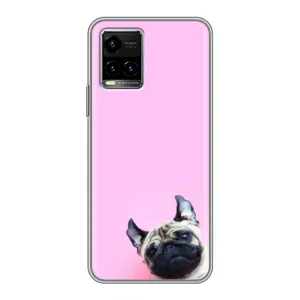 Бампер для Vivo Y33s с картинкой "Песики" (Собака на розовом)
