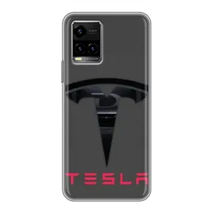 Силіконовий бампер з картинкою машини на Vivo Y33s (Logo TESLA)
