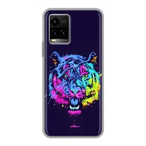 Силиконовый бампер с картинкой животных для Vivo Y33s (Тигр-Арт)