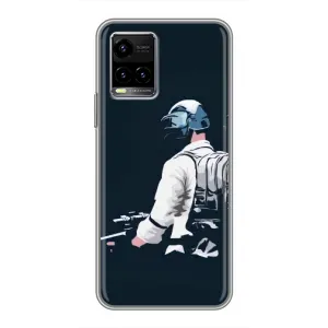 Силиконовый чехол с картинкой "Герой Pubg" на Vivo Y33s (В экиперовке)