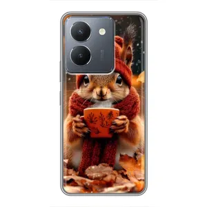Печатный чехол «Зверята с кофе» для VIVO Y36 (Белка с кофе)
