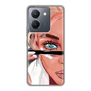 Силиконовый Чехол на VIVO Y36 с картинкой Стильных Девушек (Девушка и ресницы)