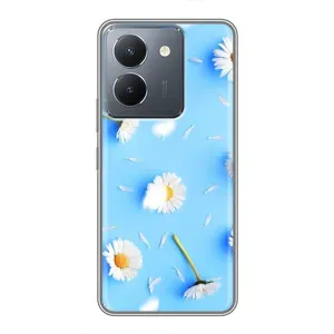 Чехол с Цветами для VIVO Y36 (ромашки на голубом)