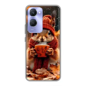 Друкований чохол 'Звірята з кавою' для Vivo Y36c (Білка з кавою)