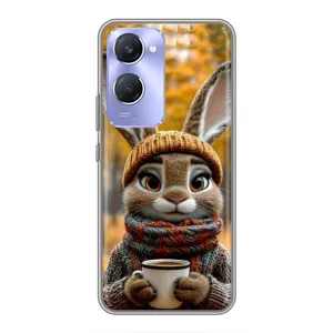 Друкований чохол 'Звірята з кавою' для Vivo Y36c (Зайчик з кавою)