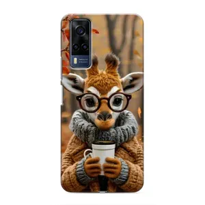 Печатный чехол «Зверята с кофе» для VIVO Y53S (Жираф с кофе)